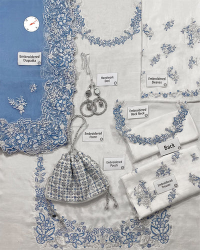 3 Piece Stitched Embroidery Organza Dress - Ready To Wear