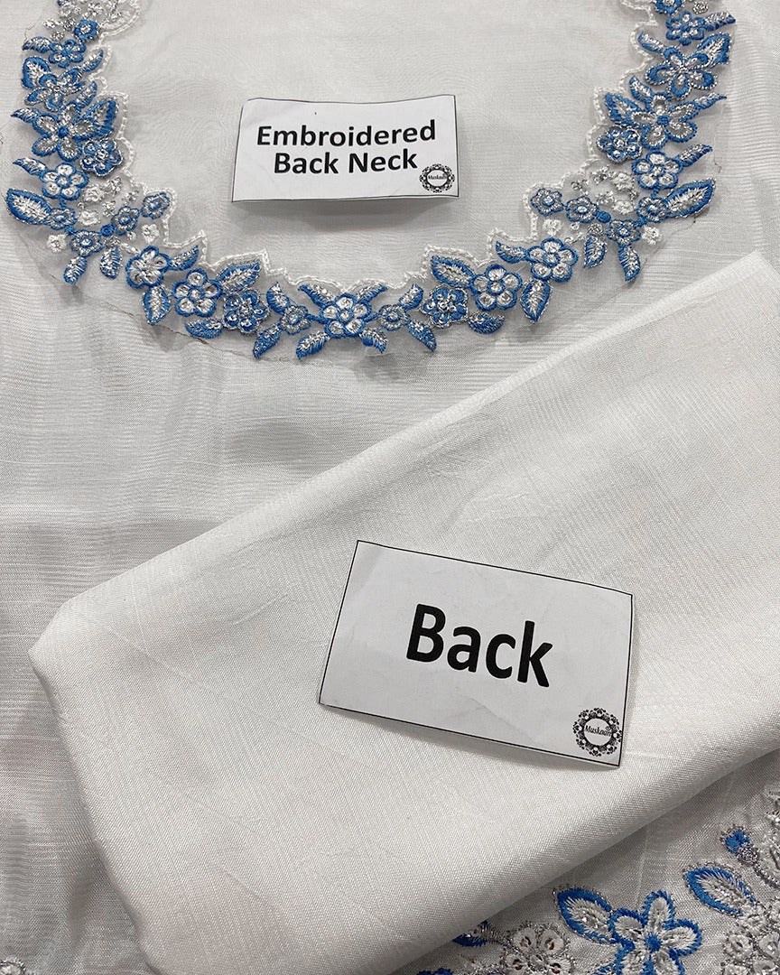 3 Piece Stitched Embroidery Organza Dress - Ready To Wear