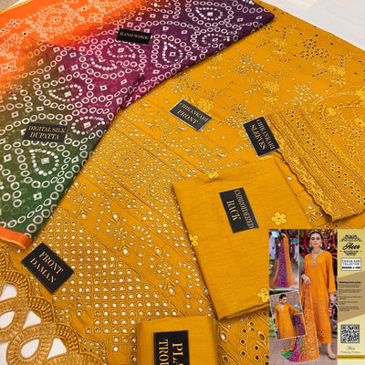 3 Piece Stitched Chikankari Dress - Ready To Wear