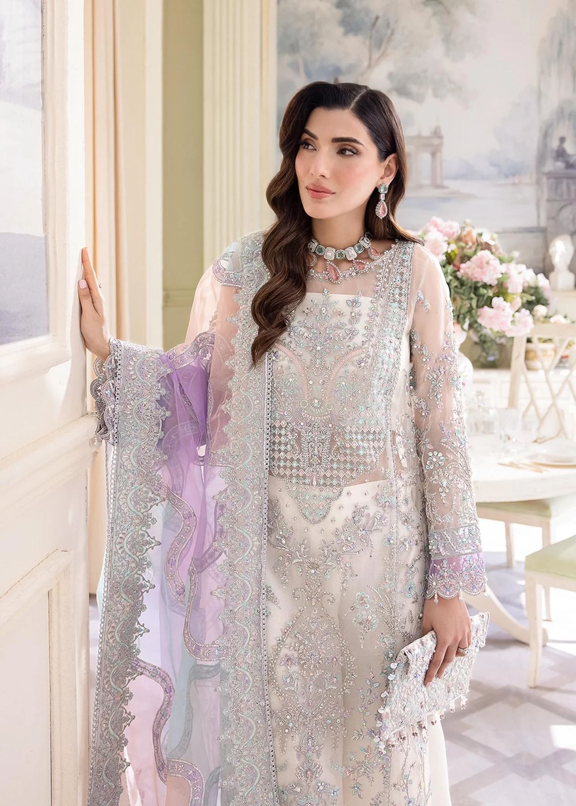 3 Piece Stitched Chiffon Embroidery Dress - Ready To Wear