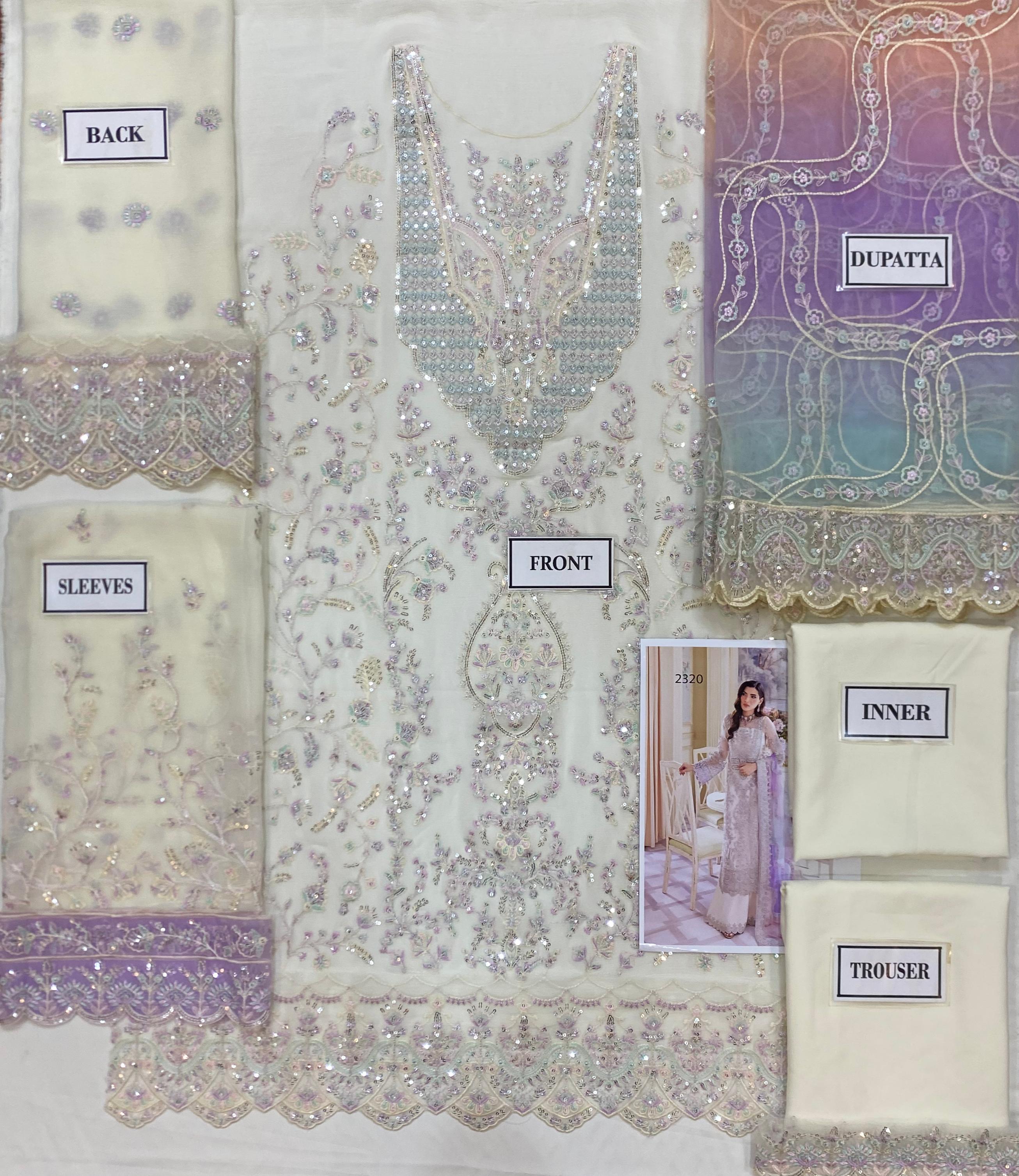 3 Piece Stitched Chiffon Embroidery Dress - Ready To Wear