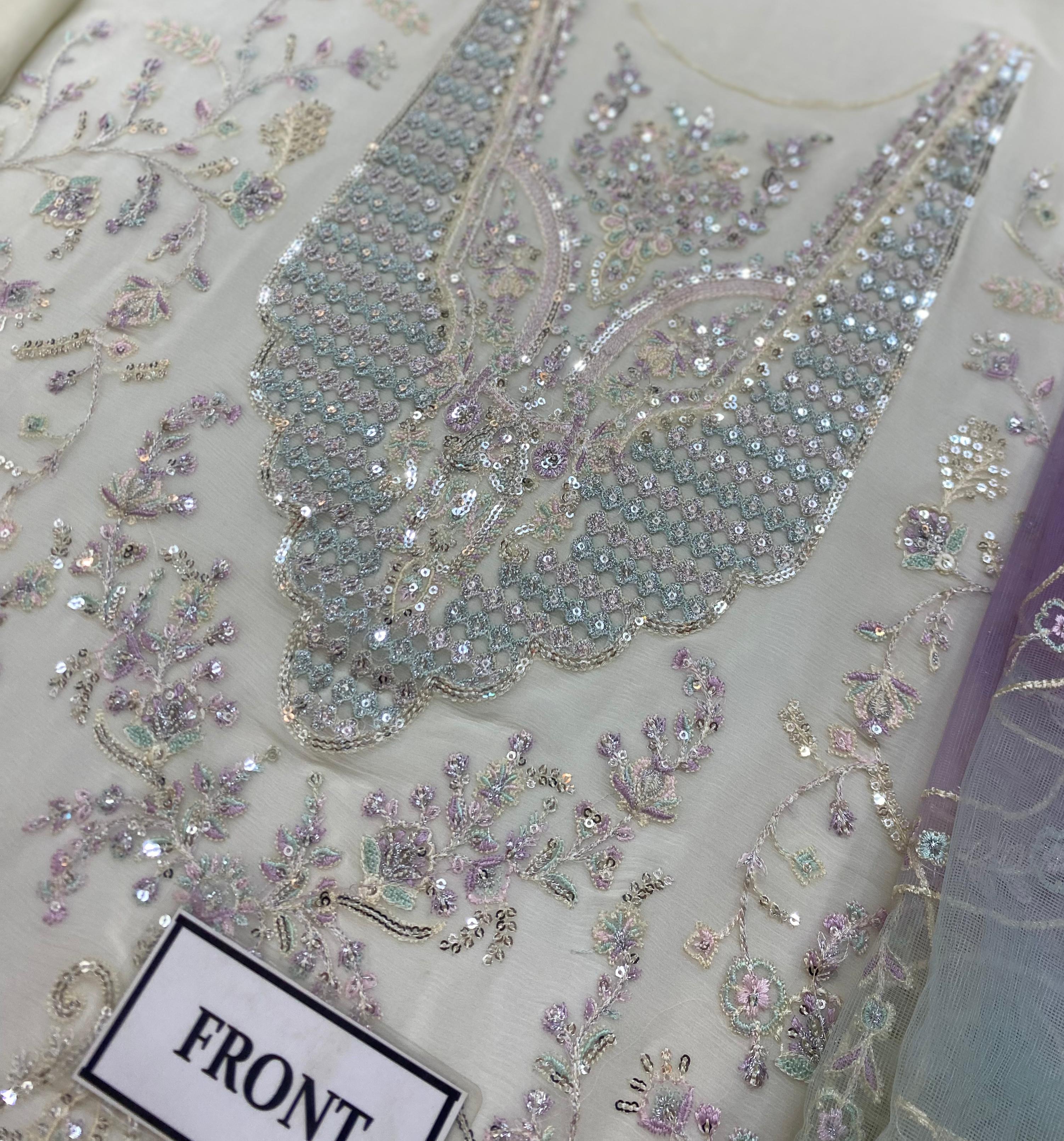 3 Piece Stitched Chiffon Embroidery Dress - Ready To Wear