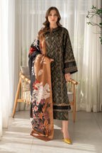 3 Piece Stitched Lawn Suit - Ready To Wear