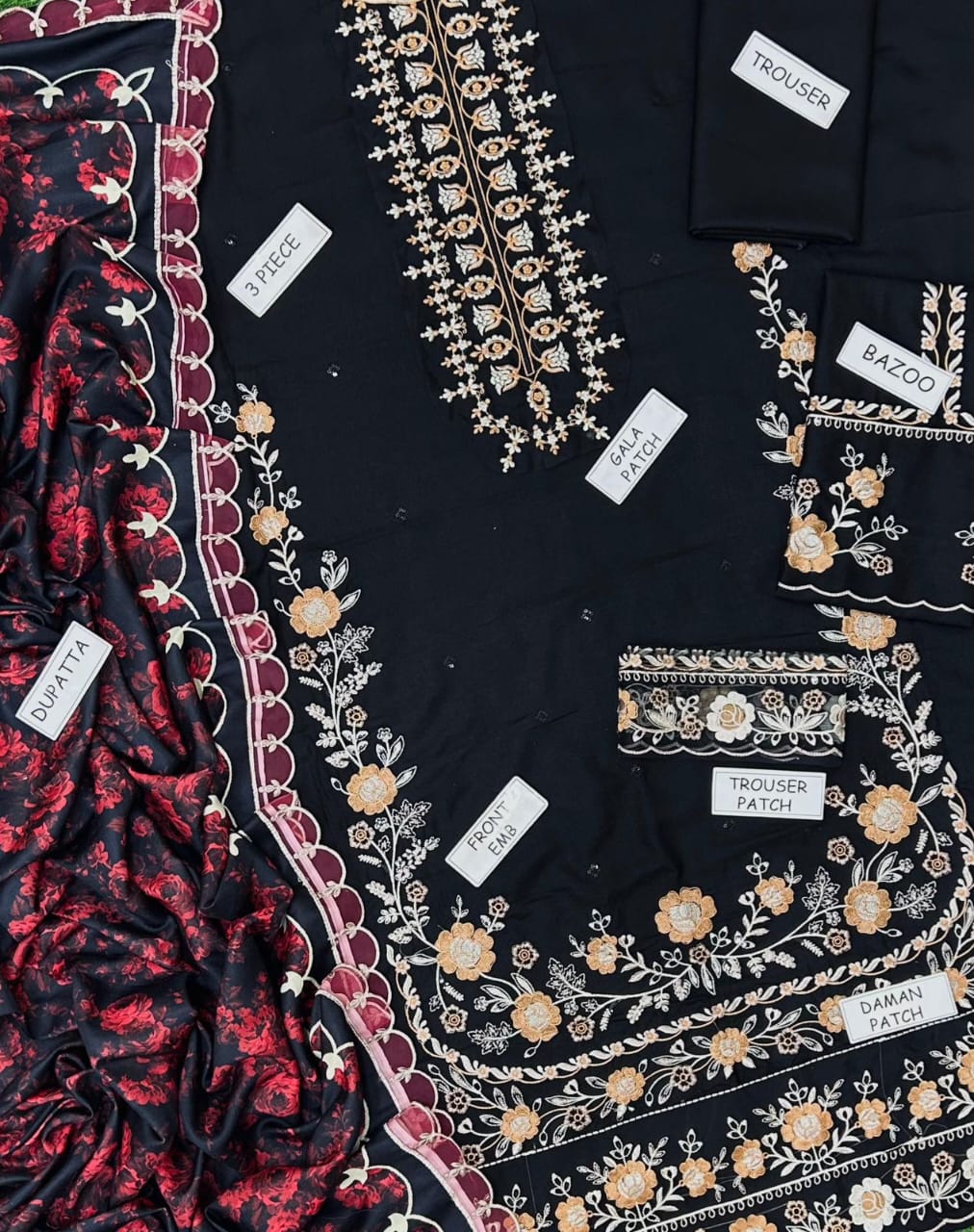 3 Piece Stitched Dhanak Embroidery Suit - Ready To Wear