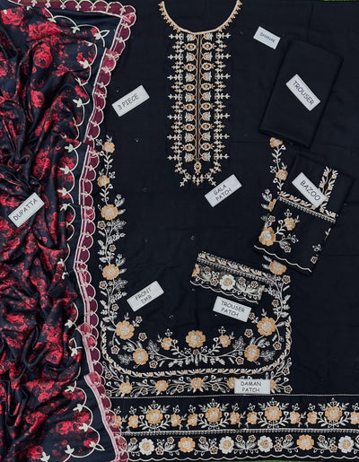 3 Piece Stitched Dhanak Embroidery Suit - Ready To Wear