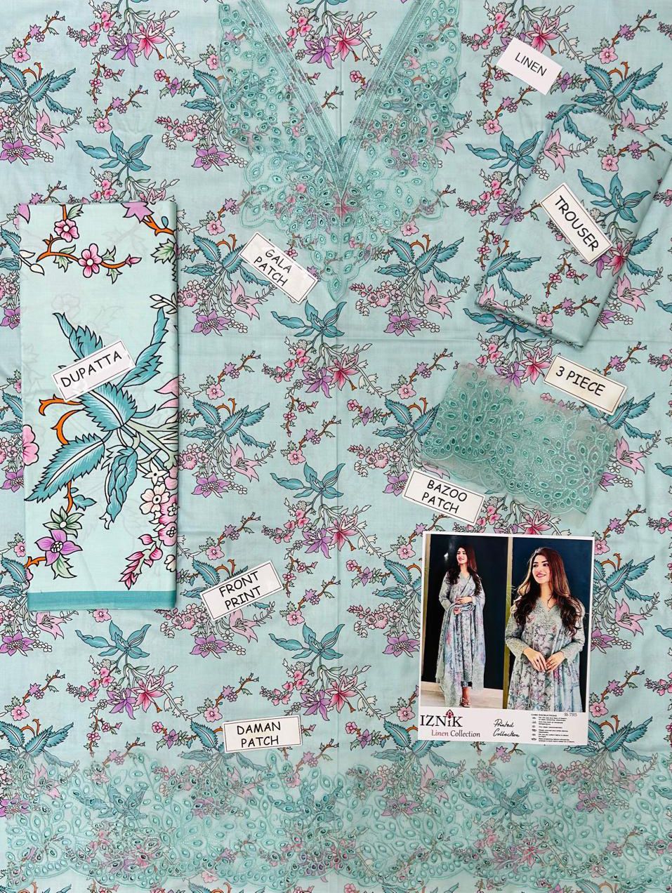 3 Piece Stitched Dhanak Suit - Ready To Wear