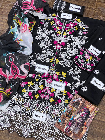 3 Piece Stitched Lawn Dress - Ready To Wear