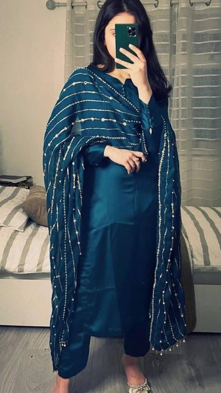 3 Piece Stitched Embroidery Chiffon Dress - Ready To Wear