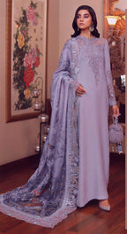 3 Piece Stitched Embroidery Silk Suit - Ready To Wear