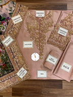 3 Piece Stitched Embroidery Silk Suit - Ready To Wear