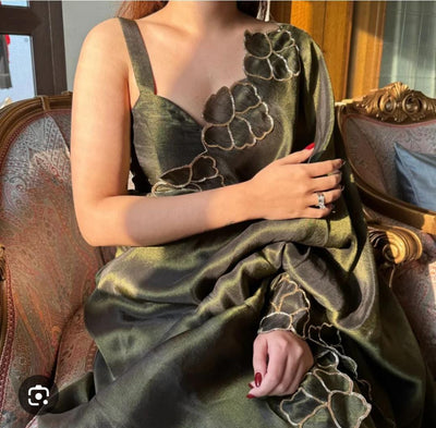 Embroidery Raw Silk Saare - Ready To Wear