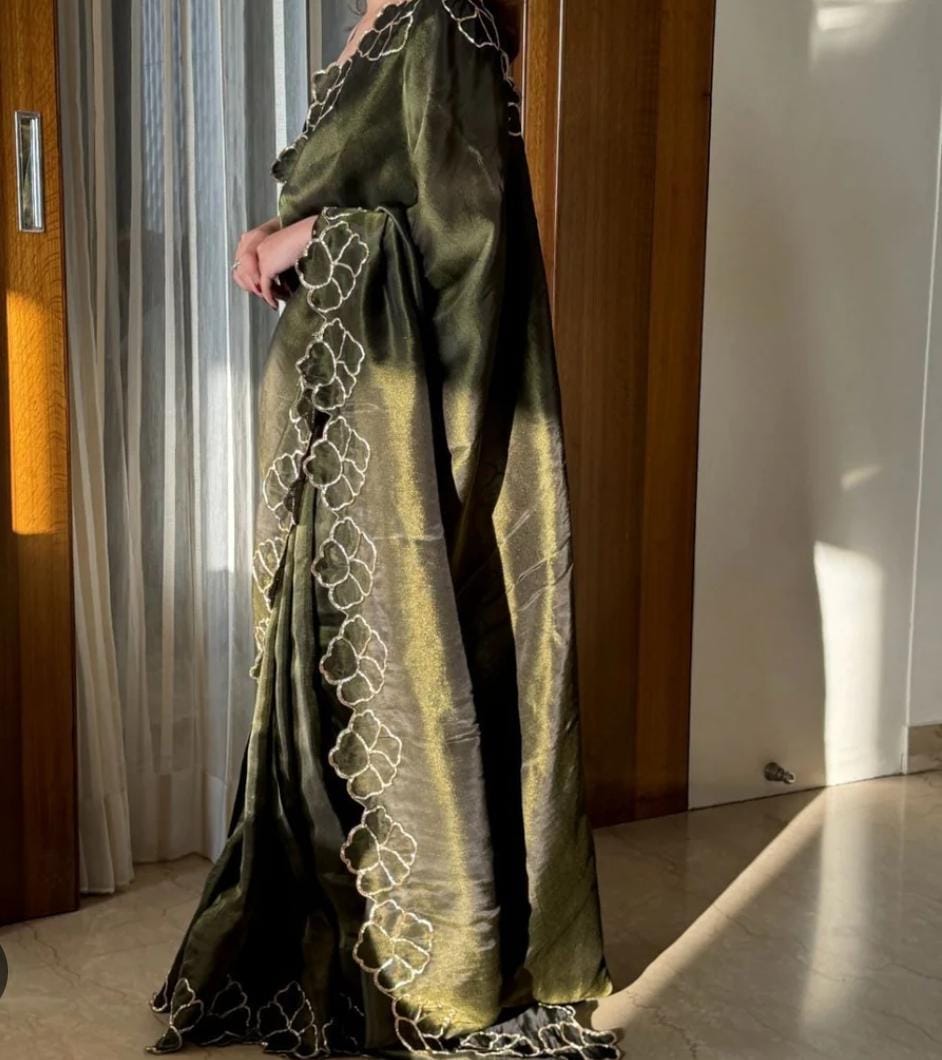 Embroidery Raw Silk Saare - Ready To Wear