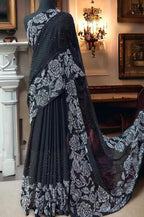 Chiffon Stone Work Stitched Saare - Ready To Wear