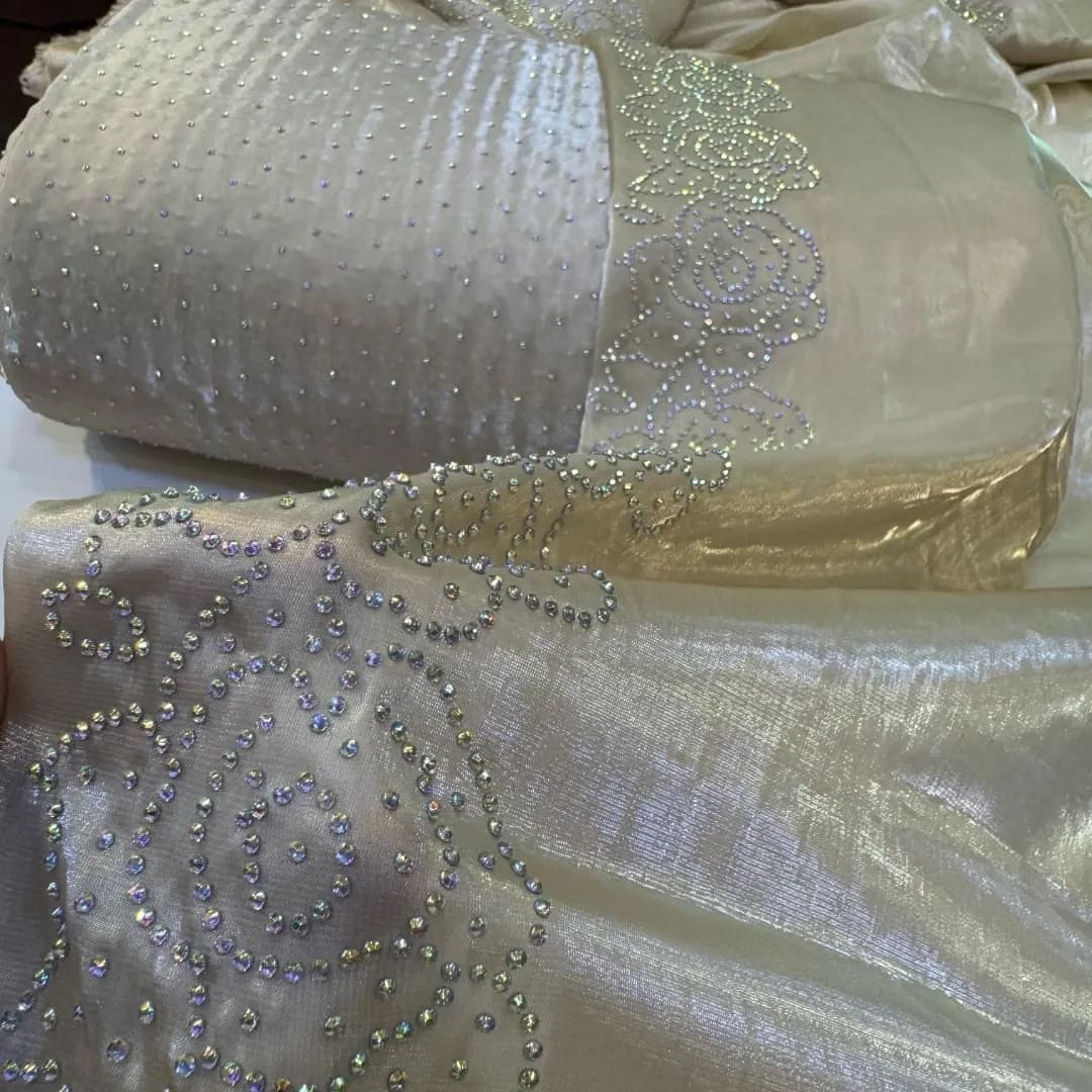 3 Piece Stitched Silk Stone Dress - Ready To Wear