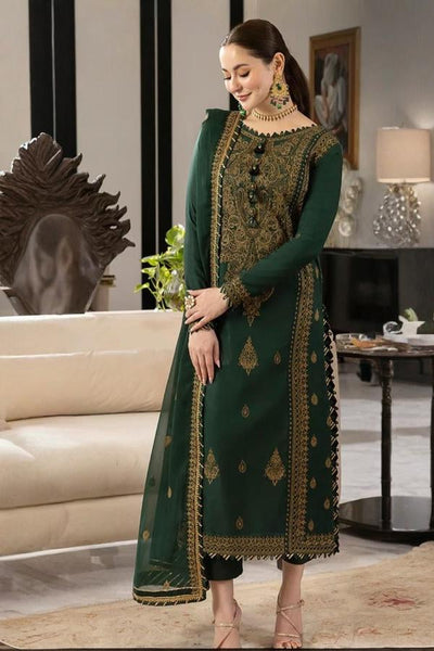 3 Piece Stitched Chiffon Embroidery Dress - Ready To Wear