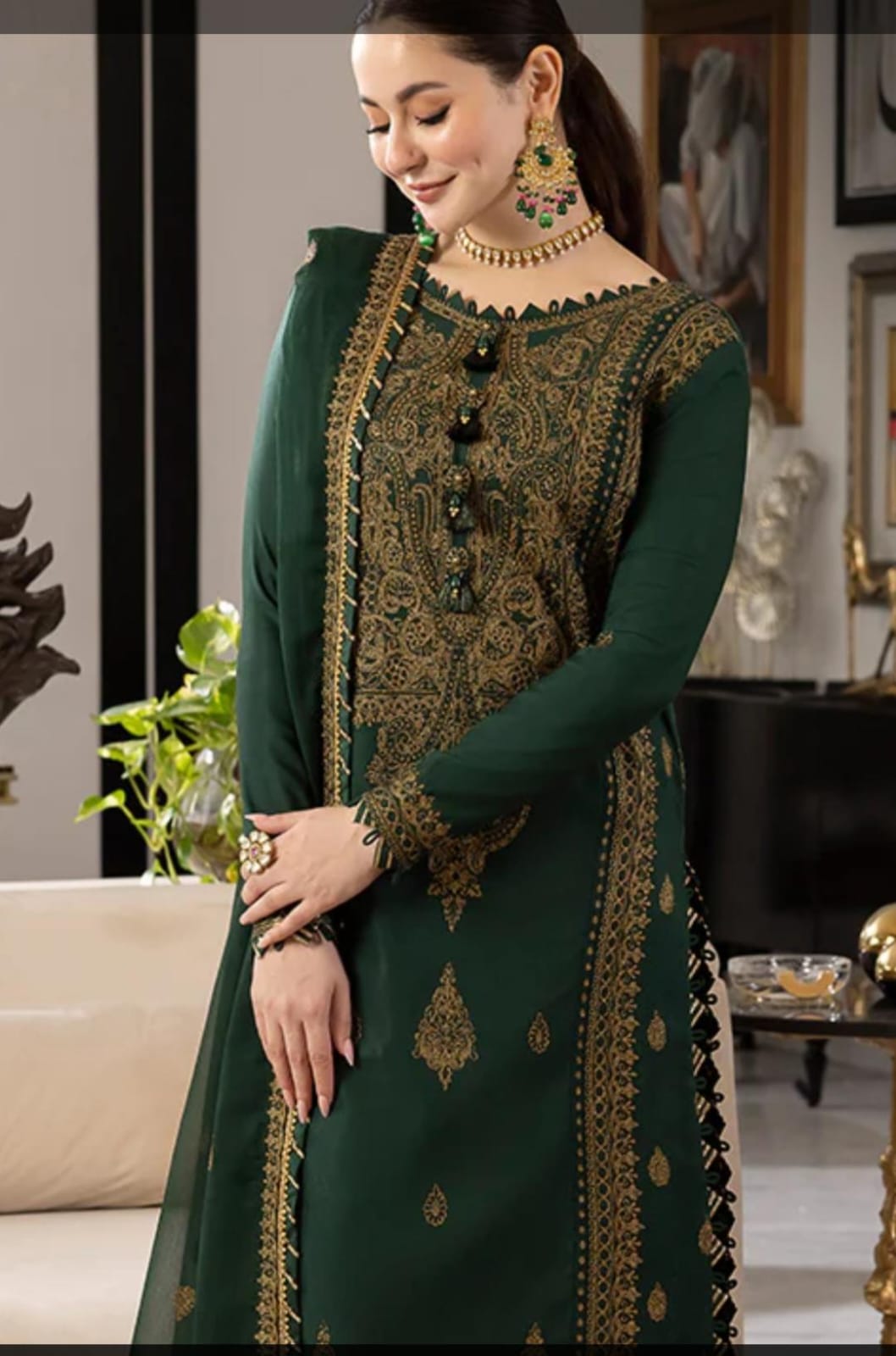 3 Piece Stitched Chiffon Embroidery Dress - Ready To Wear