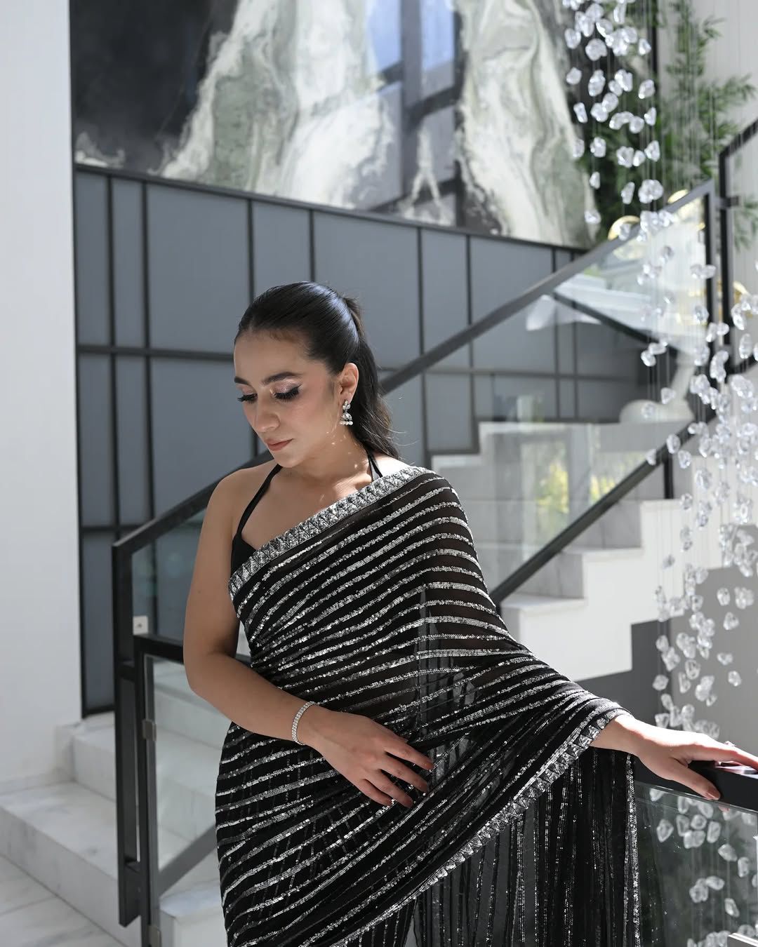 Stitched Chiffon Saare - Ready To Wear