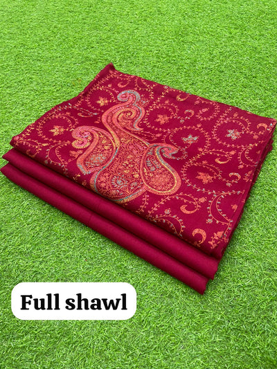 3 Piece Stitched Pashmina Dress With Embroidery Shawl - Ready To Wear