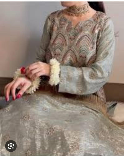 3 Piece Stitched Chiffon Dress - Ready To Wear