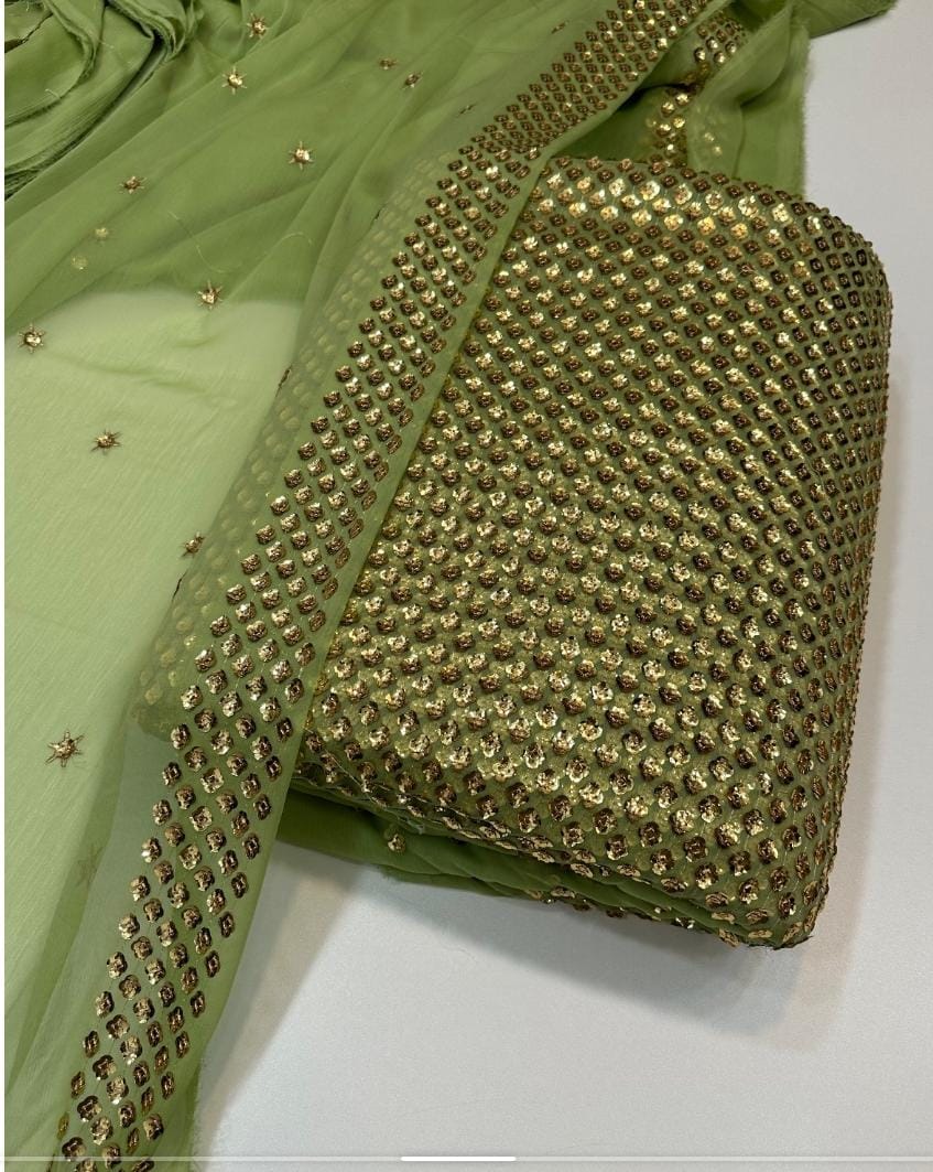 3 Piece Stitched Chiffon Embroidery Dress - Ready To Wear