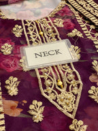 3 Piece Stitched Embroidery Organza Suit - Ready To Wear