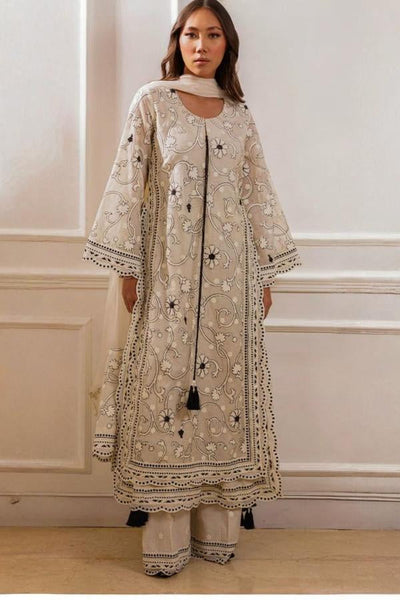 3 Piece Stitched Chikankari Embroidery Dress - Ready To Wear