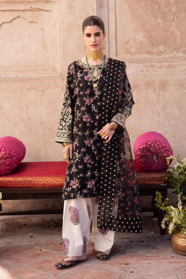 3 Piece Stitched Silk Dress - Ready To Wear