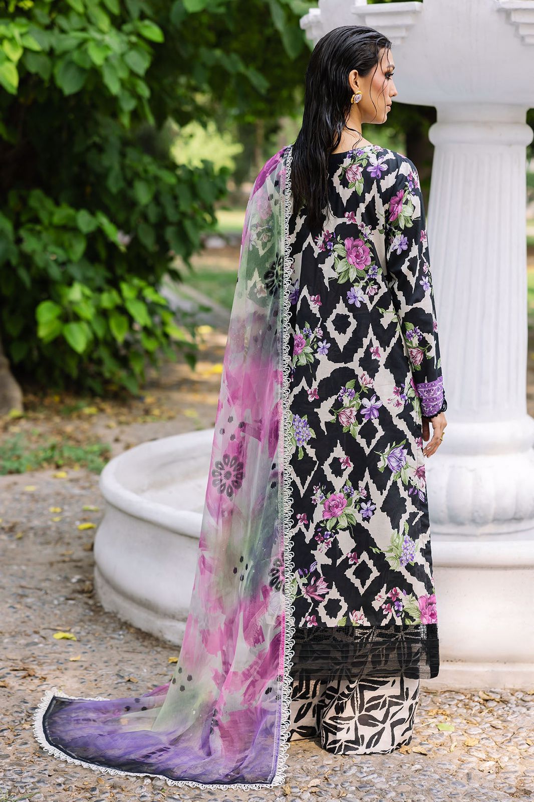 3 Piece Stitched Lawn Suit - Ready To Wear