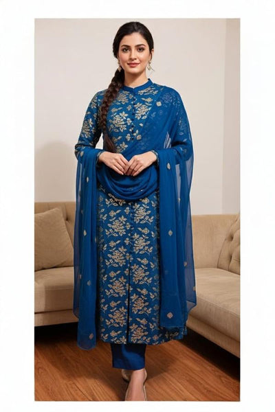 3 Piece Stitched Chiffon Dress - Ready To Wear