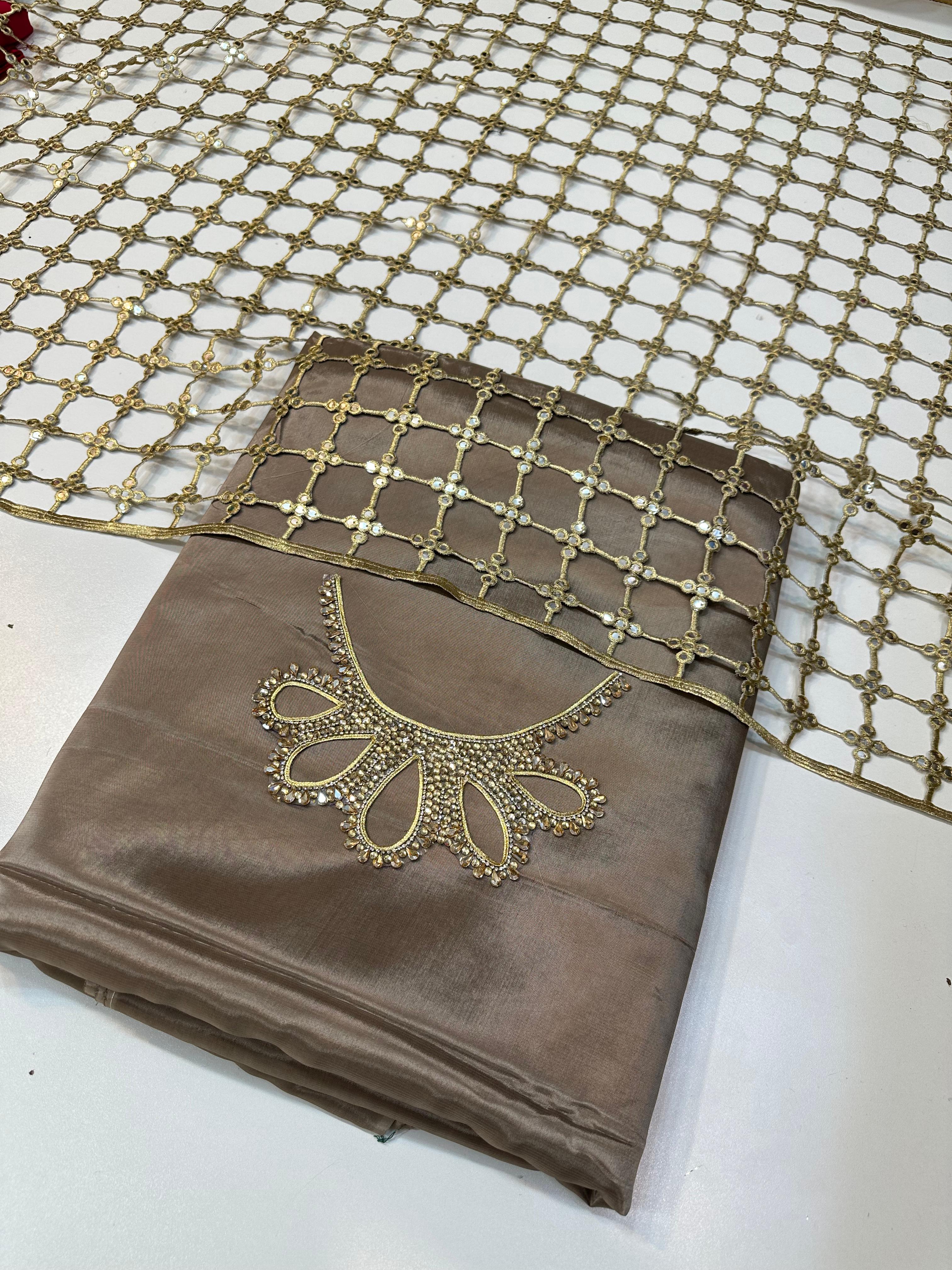 3 Piece Stitched Silk Dress - Ready To Wear