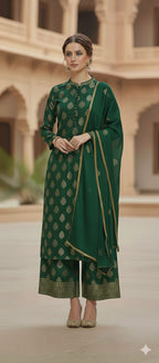 3 Piece Stitched Jaquard Dress - Ready To Wear