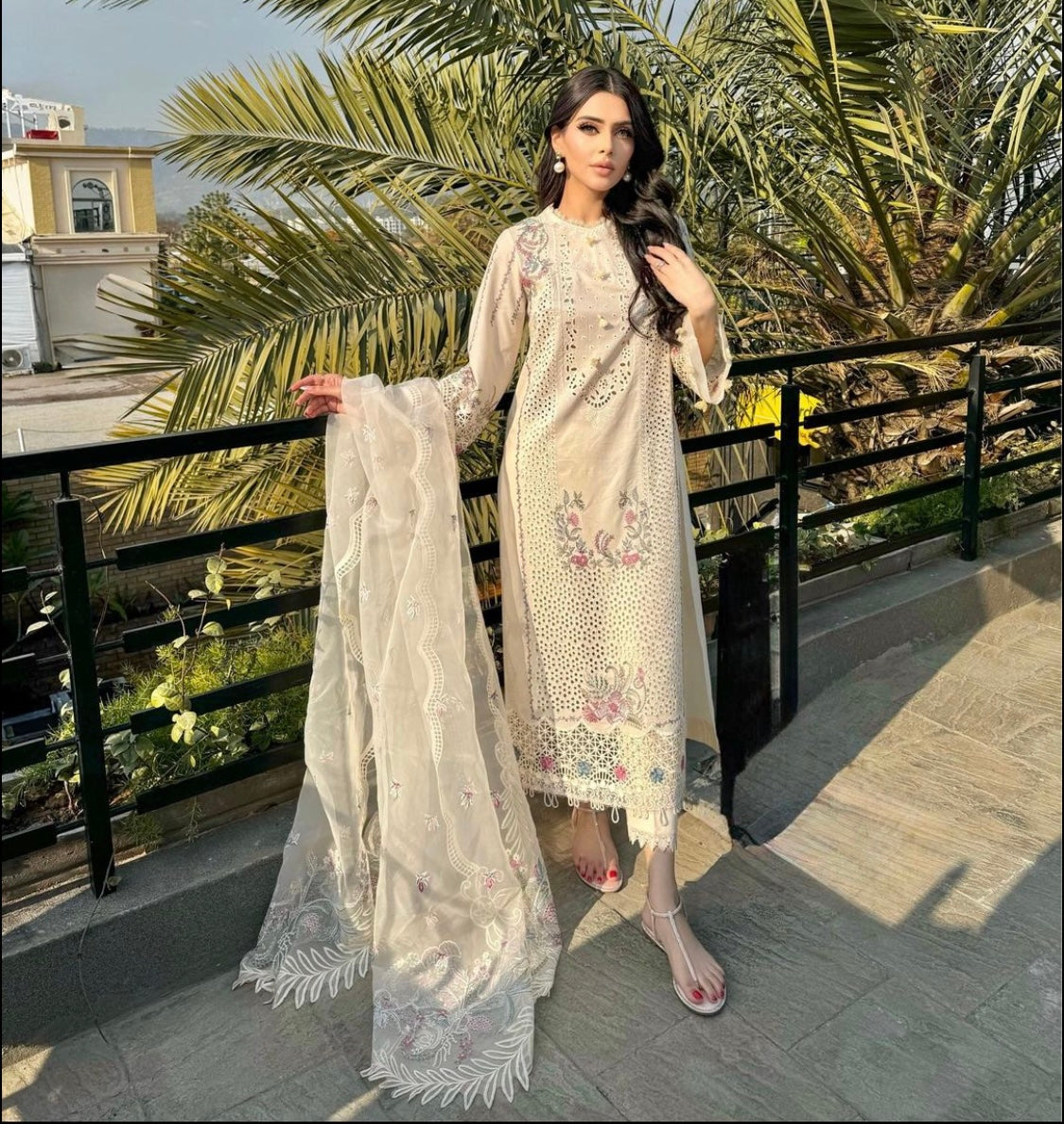 03-Piece Chikankari Embroidered Suit