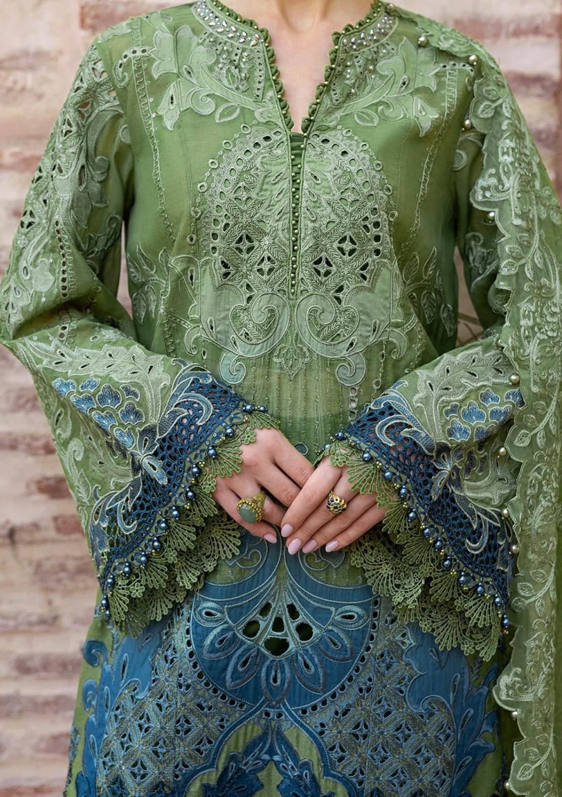 3 Piece Stitched Chikankari Embroidery Dress - Ready To Wear