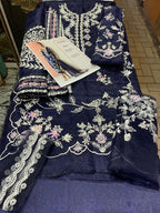 3 Piece Stitched Organza Embroidery Suit - Ready To Wear