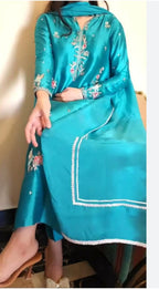 3 Piece Stitched Silk Dress - Ready To Wear