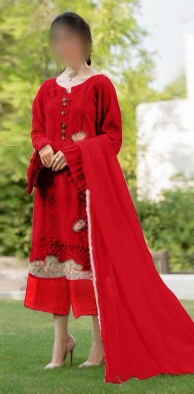 3 Piece Stitched Chikankari Suit - Ready To Wear