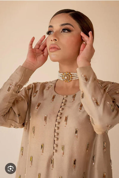 3 Piece Stitched Silk Suit - Ready To Wear