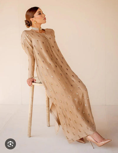 3 Piece Stitched Silk Suit - Ready To Wear