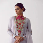 3 Piece Stitched Raw Silk Dress - Ready To Wear