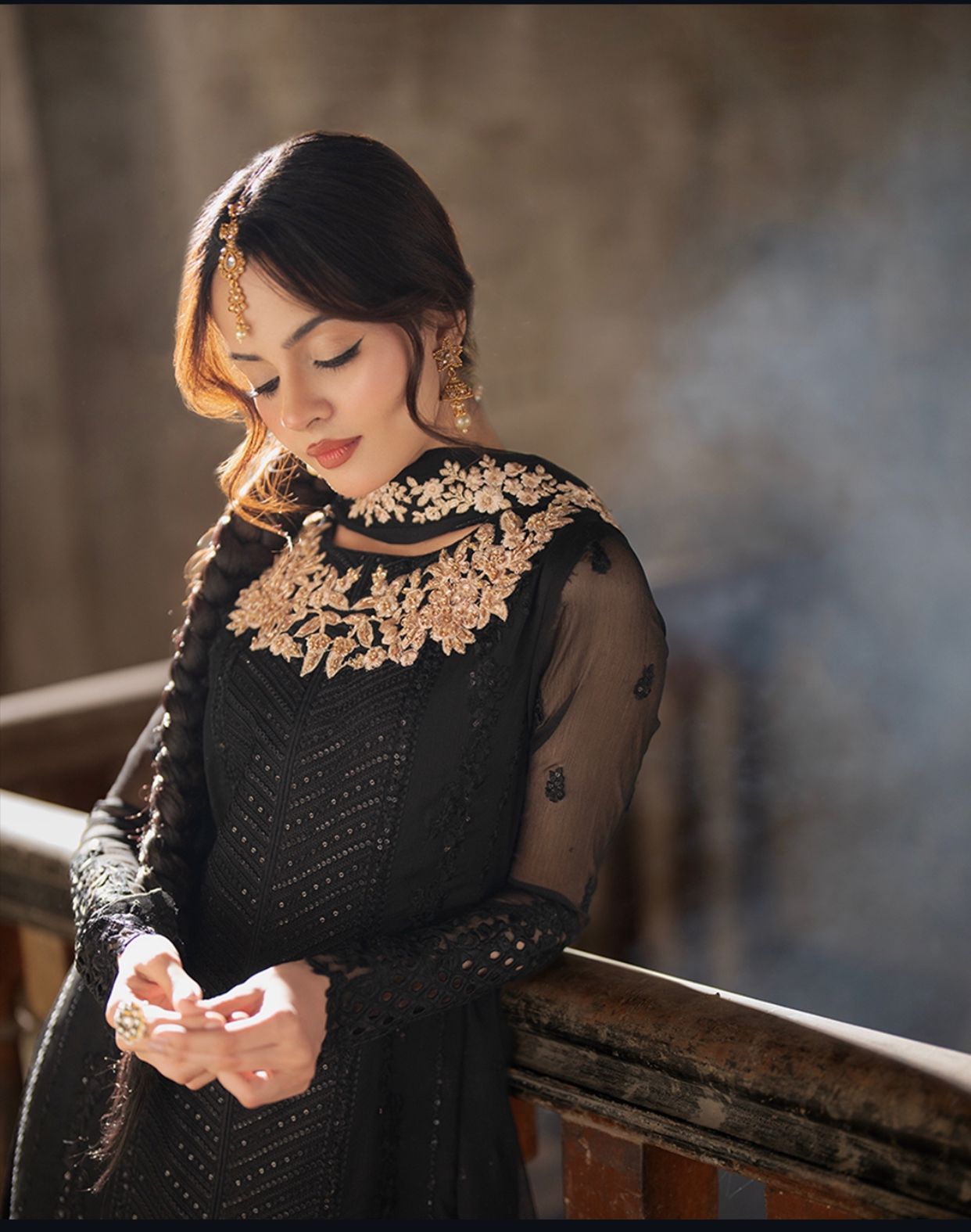 3 Piece Stitched Chiffon Dress - Ready To Wear