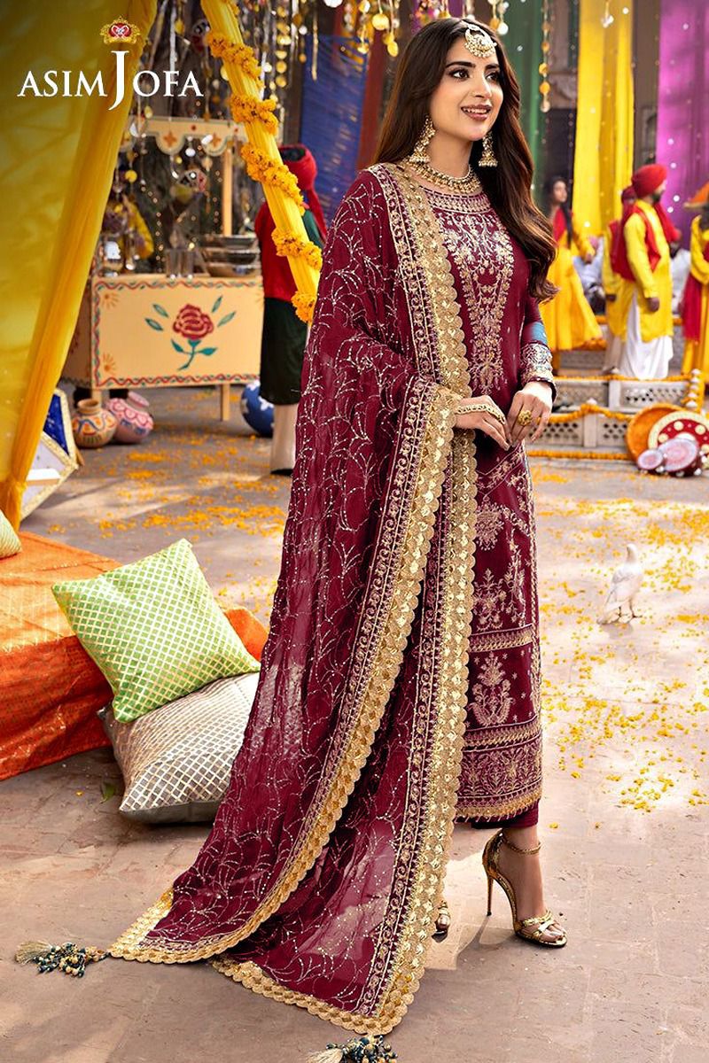 Designer Dress - 3 Piece Stitched Chiffon Dress - Ready To Wear