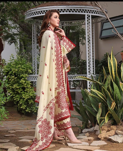 3 Piece Stitched Dhanak Dress - Ready To Wear