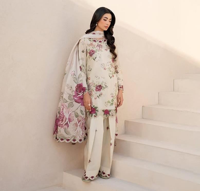 3 Piece Stitched Lawn Dress - Ready To Wear
