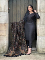 3 Piece Stitched Pashmina Dress With Embroidery Shawl - Ready To Wear