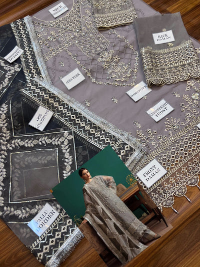 3 Piece Stitched Embroidery Organza Dress - Ready To Wear