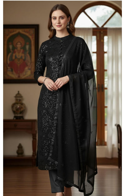 3 Piece Stitched Chiffon Dress - Ready To Wear