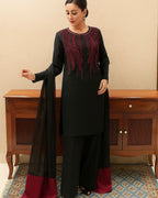 3 Piece Stitched Silk Dress - Ready To Wear