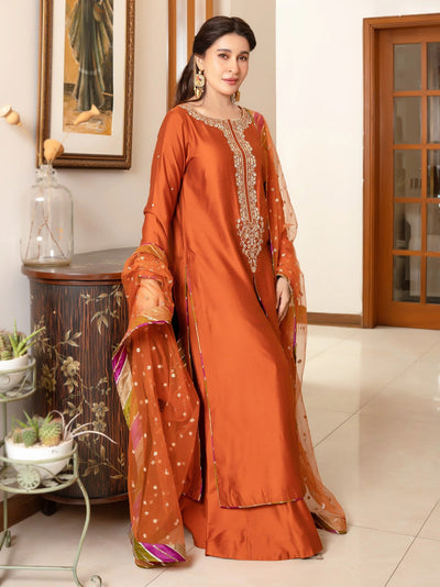 3 Piece Stitched Luxury Embroidered Dress - Ready To Wear