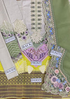 03 Piece Shade V Panel Fully Heavy Embroidered suit