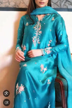 3 Piece Stitched Silk Dress - Ready To Wear
